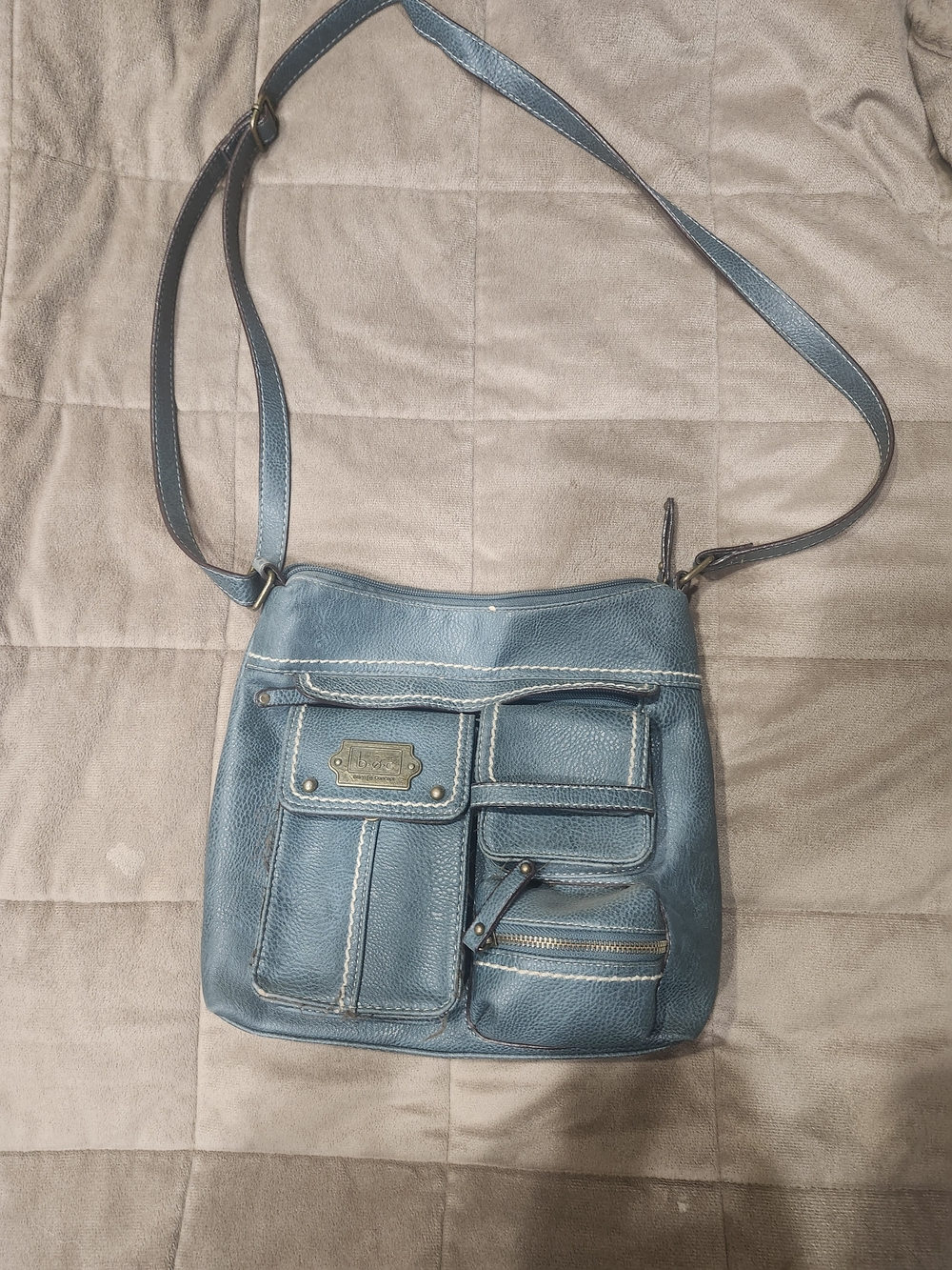 b.o.c. Teal Blue Leather Crossbody Shoulder Bag